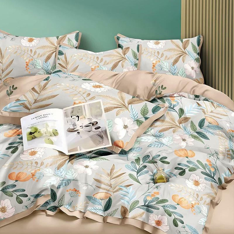 13372 malambot na mataas na kalidad na purong cotton bed sheet set