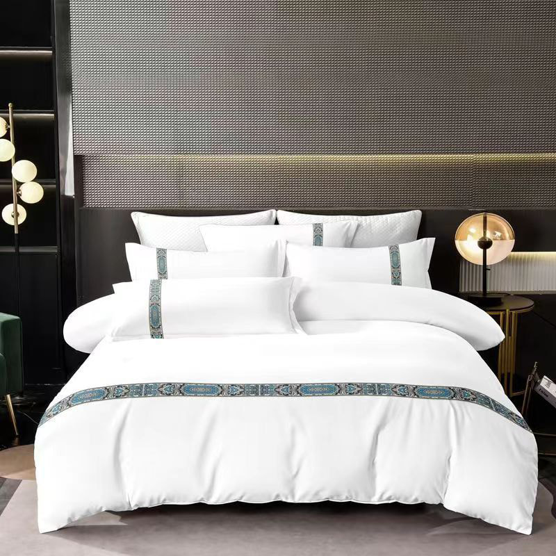 Ang burda hotel linen poly-cotton bed sheet set