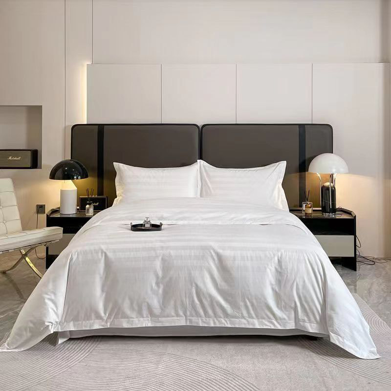 Hotel linen guhitan poly-cotton bed sheet set