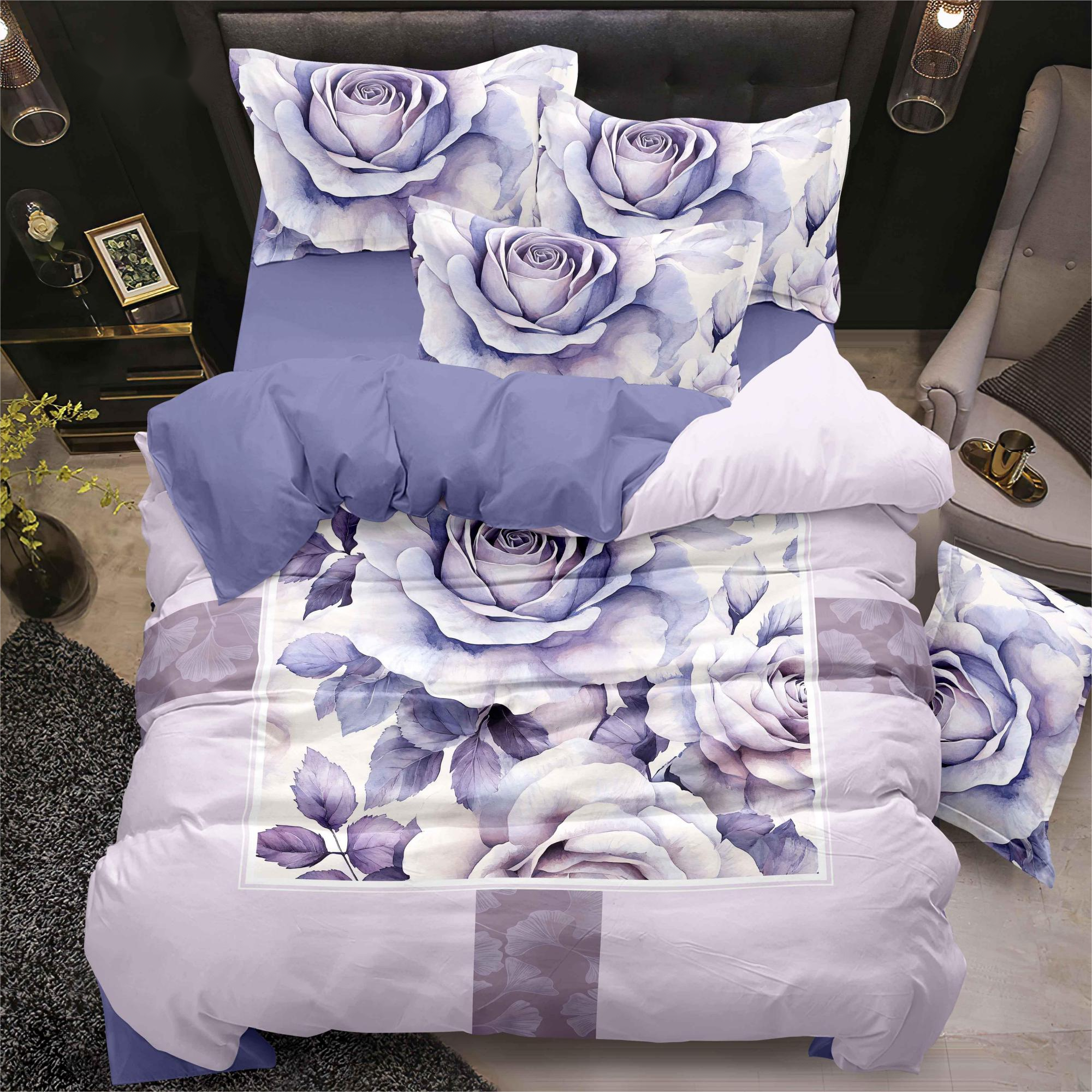 Digital na naka -print na bed sheet set bulaklak malambot na buhay na buhay