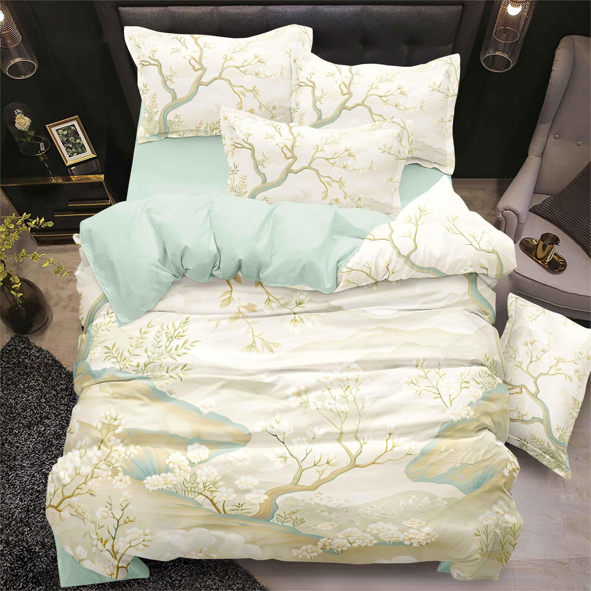 Digital na naka -print na bed sheet set bulaklak malambot na naka -istilong