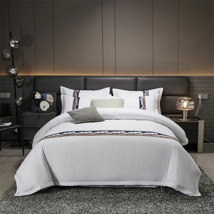 Solid na kulay hotel linen poly-cotton bed sheet malambot