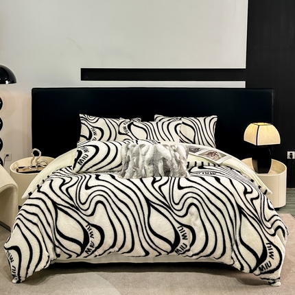 Ang naka -print na gatas na pelus ng bedding ay nagtatakda ng kagandahan ng plush