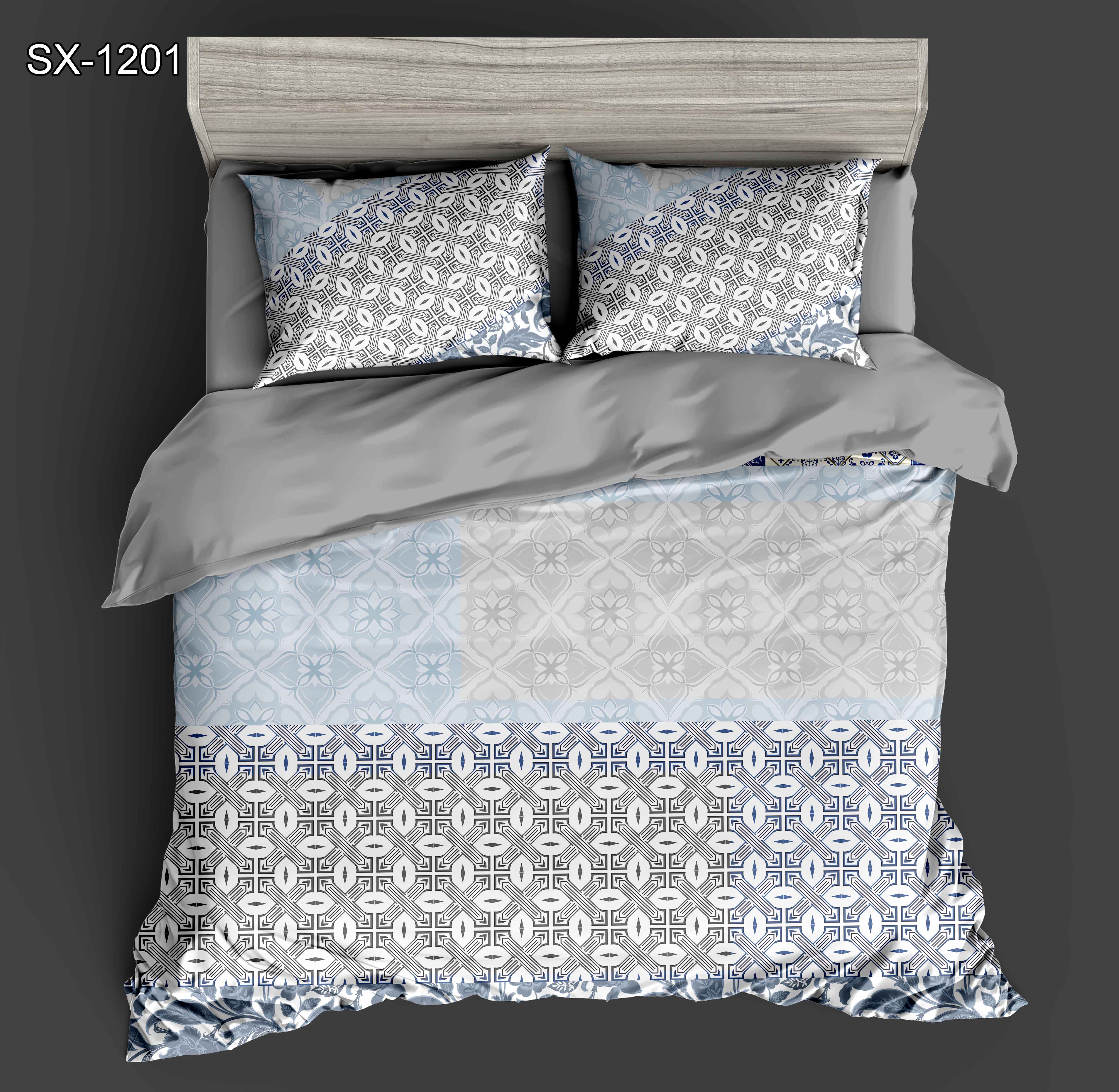 5D Digital Printed Bed Sheet Set na may disenyo ng pattern ng geometriko