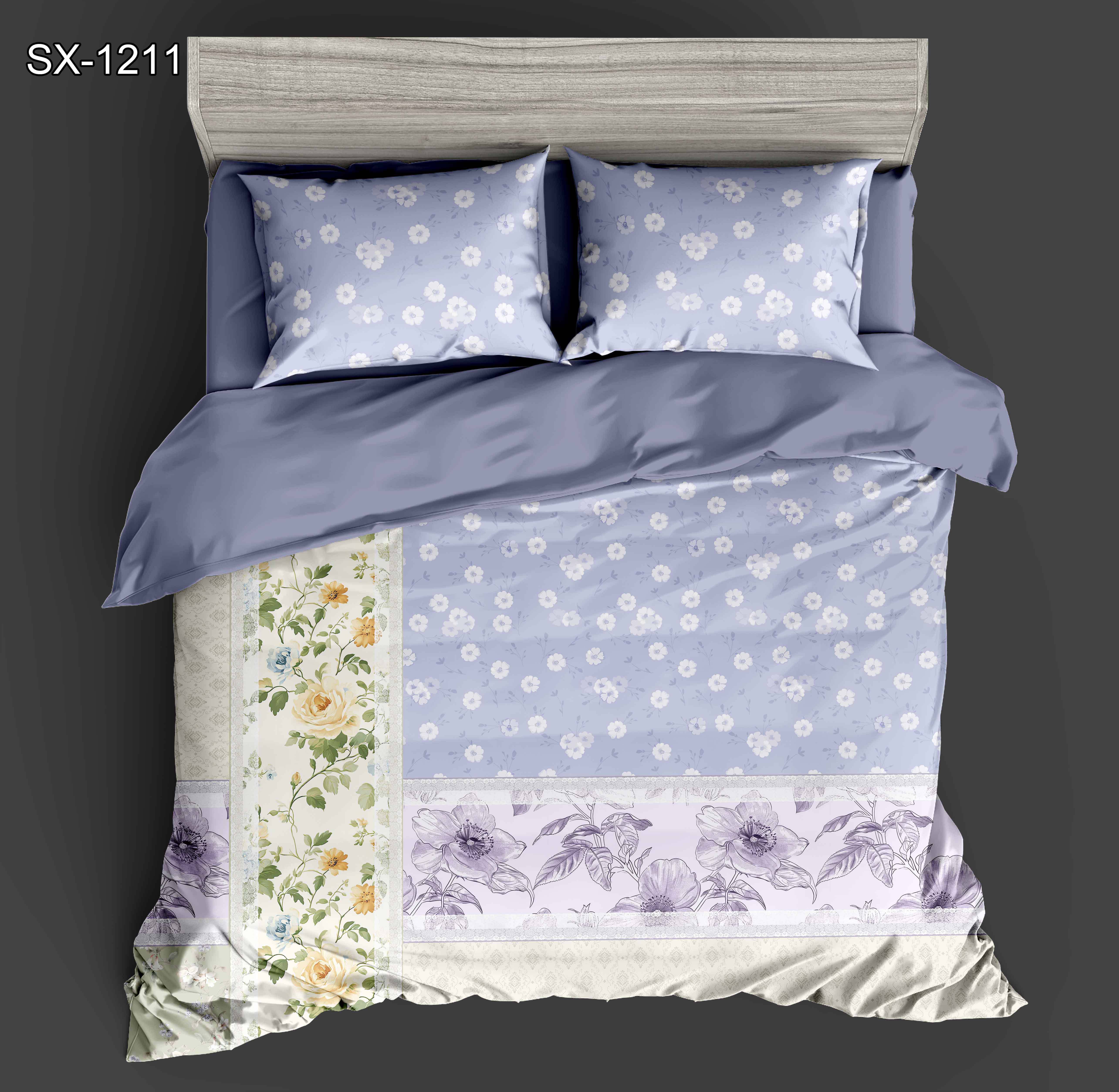 5d Digital Printed Bed Sheet Set na may patchwork floral at disenyo ng pattern ng vintage