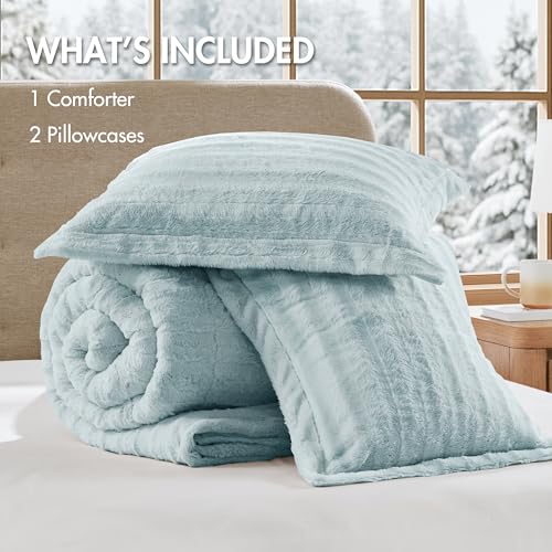 Faux Fur Duvet Cover Set, Ultra-Soft Plush Bedding Set na may Ribbed Texture, Cozy Luxury Comforter Cover Set