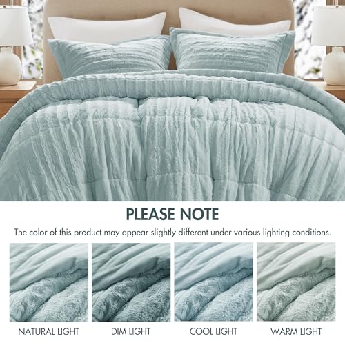 Faux Fur Duvet Cover Set, Ultra-Soft Plush Bedding Set na may Ribbed Texture, Cozy Luxury Comforter Cover Set
