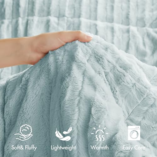 Faux Fur Duvet Cover Set, Ultra-Soft Plush Bedding Set na may Ribbed Texture, Cozy Luxury Comforter Cover Set