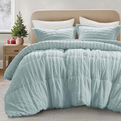 Faux Fur Duvet Cover Set, Ultra-Soft Plush Bedding Set na may Ribbed Texture, Cozy Luxury Comforter Cover Set